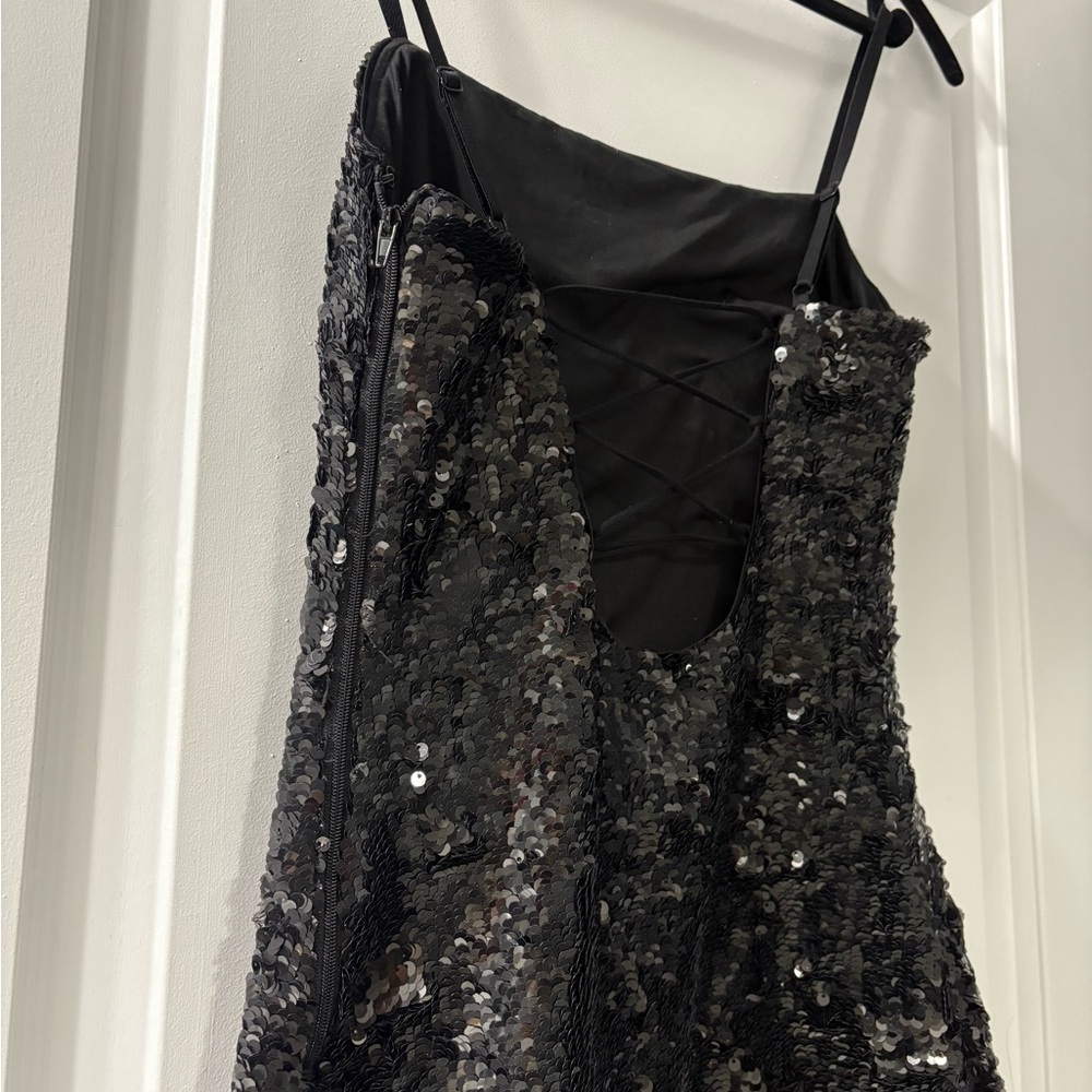 Guess Black Sequin Backless Dress
